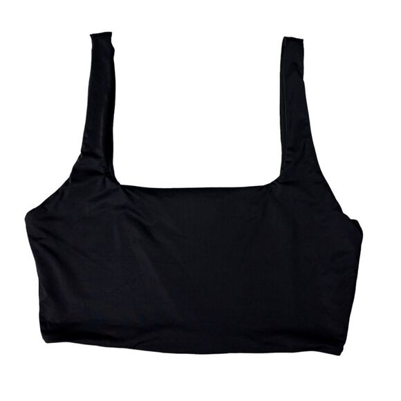 SHEIN Square Neck Buttery Soft Fabric Black Cropped Top - Picture 3 of 6